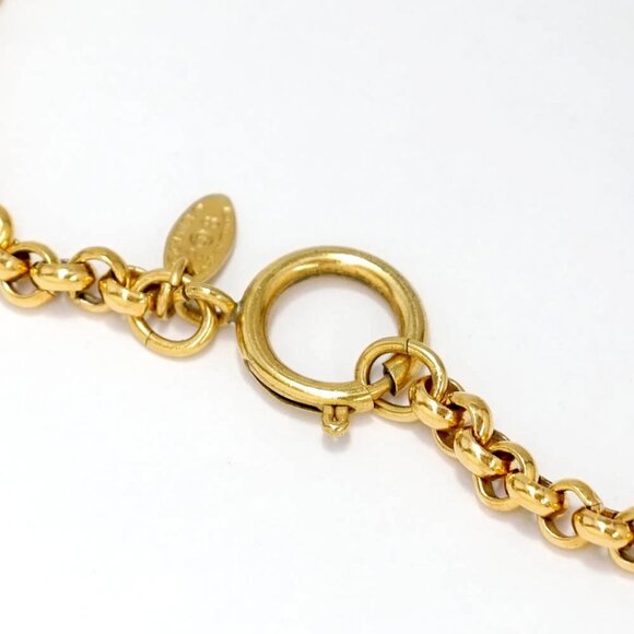 CHANEL CC Logos PARIS Sun Oval Coin Necklace 35" Gold Tone 28 Auth w/Box #792-3 - Picture 6 of 7